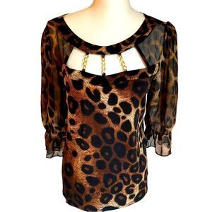 Adele & May Animal Print Blouse Size Medium